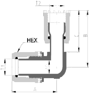 Fit-One PFA Fitting Union Elbow Adapter S Type Diagram Fit-One PFA Fitting Union Elbow Adapter S Type Diagram