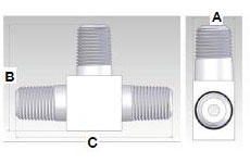 iPolymer Male Pipe Tee Fitting Schematic