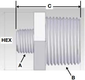 iPolymer Nipple Pipe Reducer Fitting Schematic